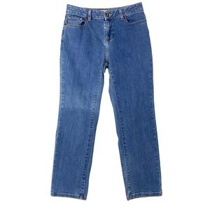 L.L.Bean Classic Fit Jeans Womens 8 Pet Blue Medium Wash Straight Leg 500328